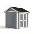 Abri de jardin 200 x 150 x 220 cm panneaux gris blanc toit incliné pour rangement extérieur