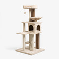 Arbre à chat 60 x 60 x 180 cm en bois et sisal beige avec niches et plateformes