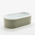 Baignoire îlot ovale 160 x 75 x 58 cm en acrylique vert sauge et blanc
