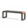 Banc de jardin 150 x 40 x 45 cm en métal noir et bois brun à lattes